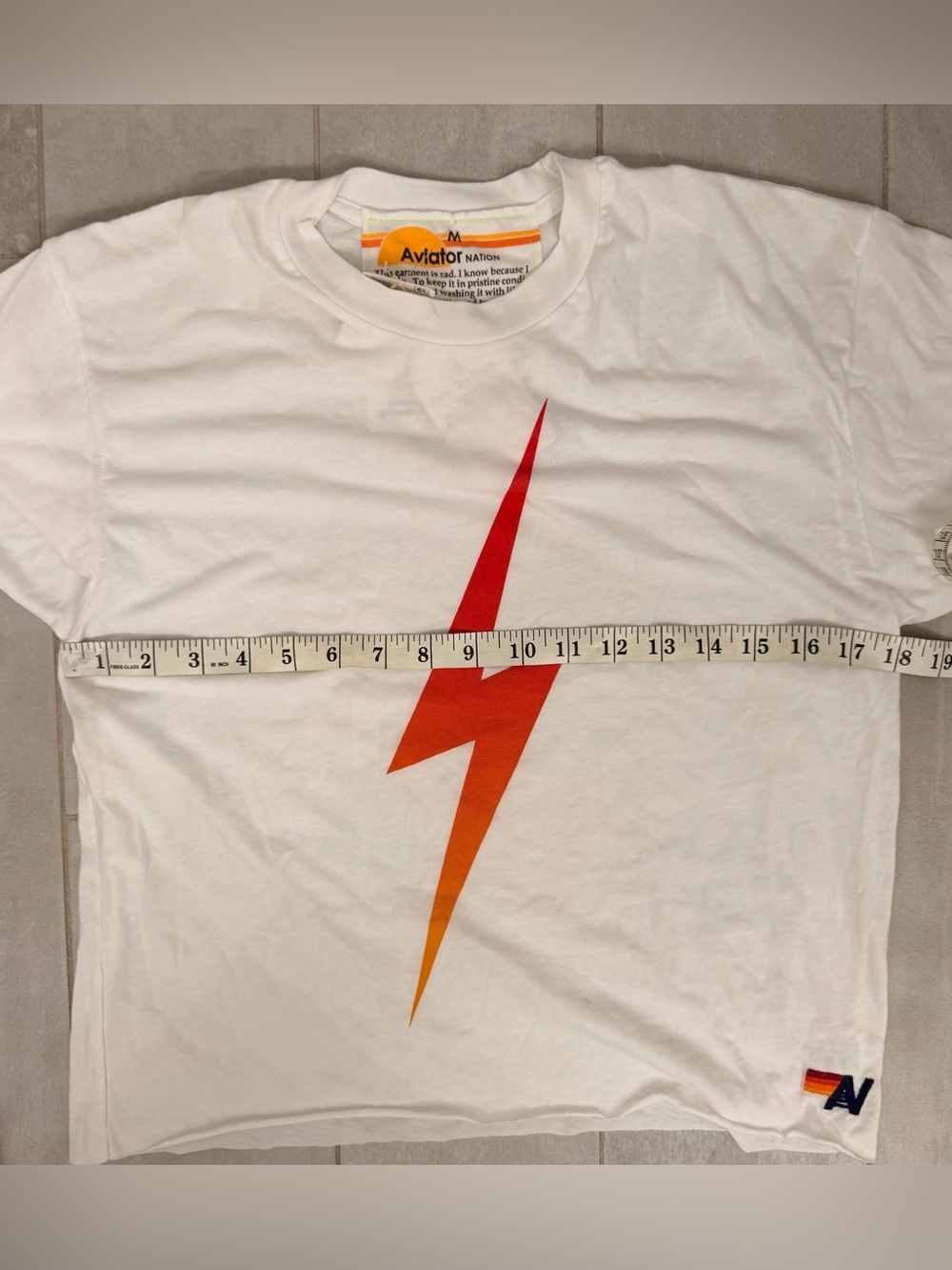 Aviator Nation Bolt Fade Boyfriend Tee White Size Medium - Picture 6 of 6